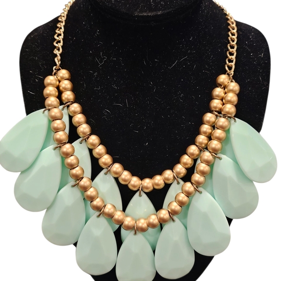 Anthropologie Jewelry - Anthropologie Green and Gold Statement Necklace